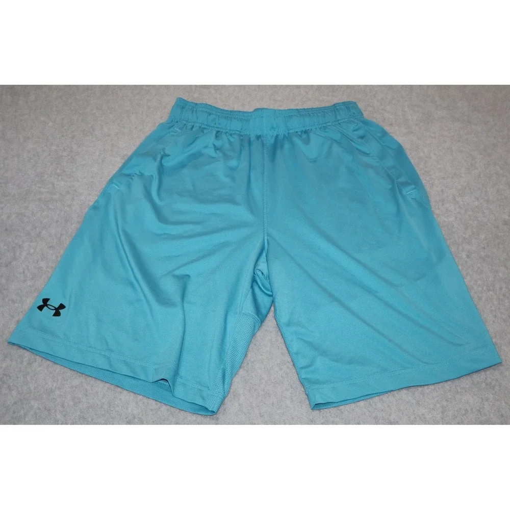 Under Armour Athletic Shorts Mens Medium Teal Blue Loose Fit 9